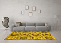 Machine Washable Abstract Yellow Modern Rug, wshabs2363yw