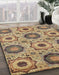 Machine Washable Abstract Brown Green Rug in a Family Room, wshabs2363