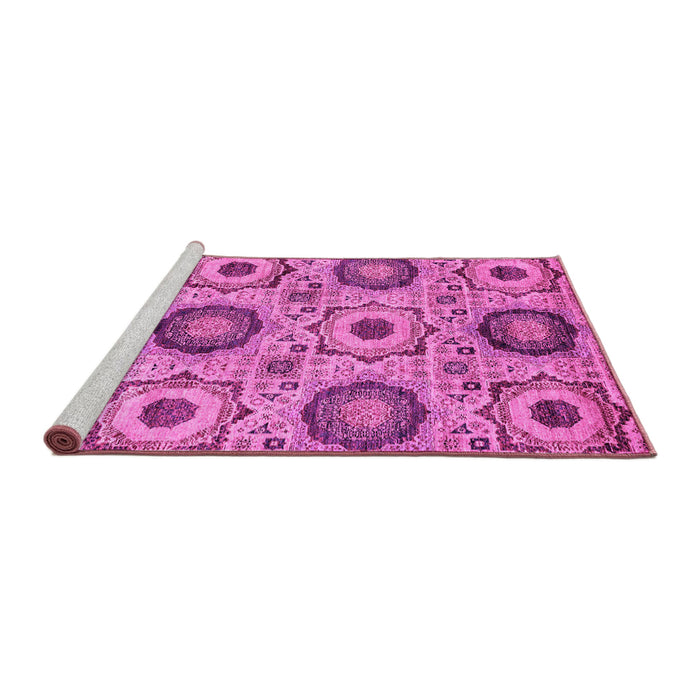 Sideview of Machine Washable Abstract Pink Modern Rug, wshabs2363pnk