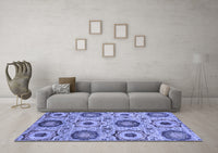 Machine Washable Abstract Blue Modern Rug, wshabs2363blu