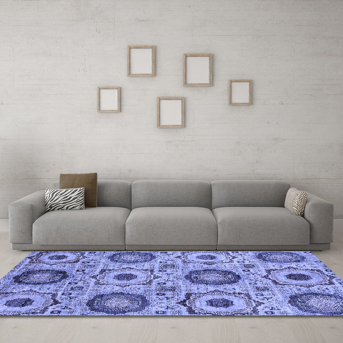 Machine Washable Abstract Blue Modern Rug in a Living Room, wshabs2363blu
