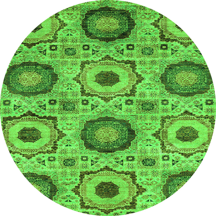 Round Abstract Green Modern Rug, abs2363grn