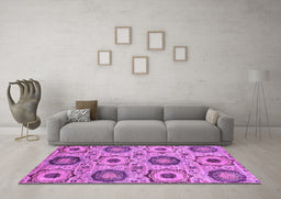 Machine Washable Abstract Purple Modern Area Rugs in a Living Room, wshabs2363pur