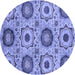 Round Machine Washable Abstract Blue Modern Rug, wshabs2363blu