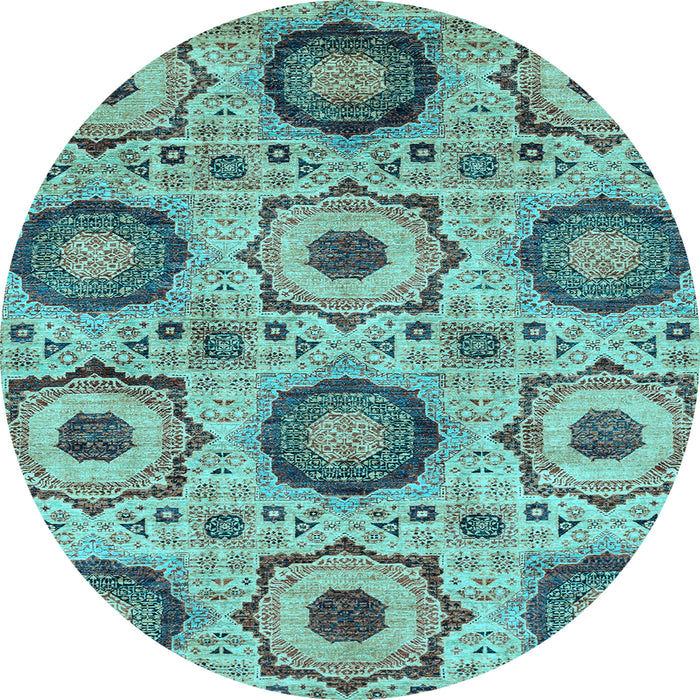 Round Machine Washable Abstract Light Blue Modern Rug, wshabs2363lblu
