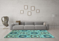 Machine Washable Abstract Light Blue Modern Rug, wshabs2363lblu