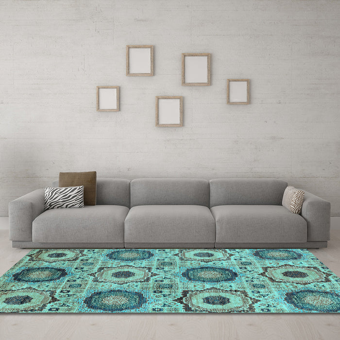 Machine Washable Abstract Light Blue Modern Rug in a Living Room, wshabs2363lblu