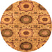 Round Abstract Orange Modern Rug, abs2363org