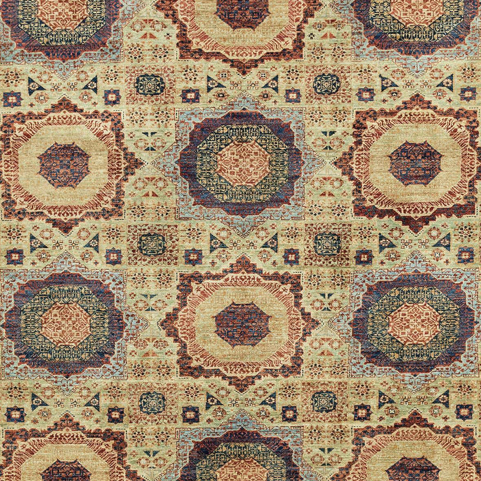 Machine Washable Abstract Brown Green Rug, wshabs2363