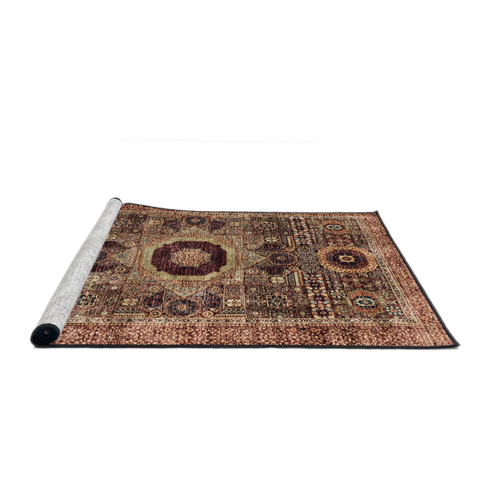 Sideview of Machine Washable Abstract Vermilion Red Rug, wshabs2364