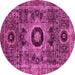 Round Machine Washable Abstract Pink Modern Rug, wshabs2364pnk