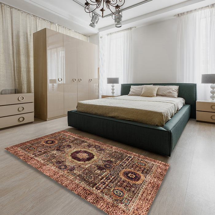 Abstract Red Modern Rug in a Bedroom, abs2364