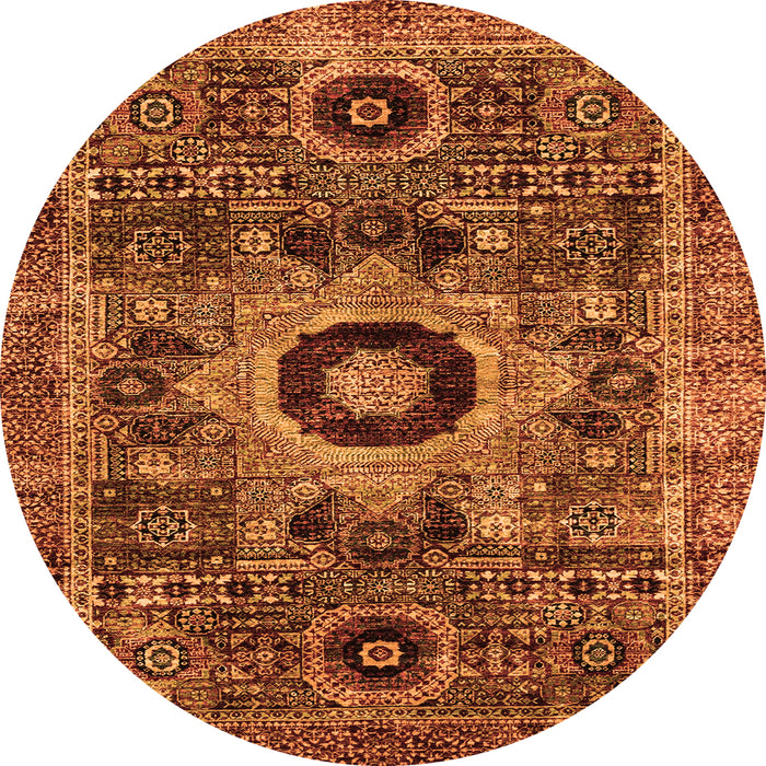 Round Abstract Orange Modern Rug, abs2364org