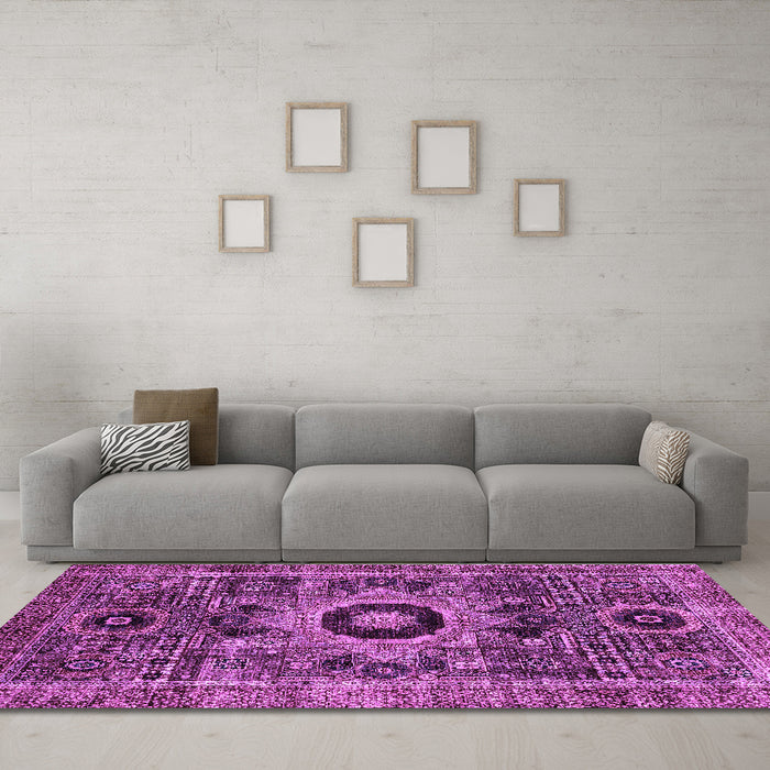 Machine Washable Abstract Purple Modern Area Rugs in a Living Room, wshabs2364pur