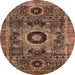 Round Abstract Red Modern Rug, abs2364