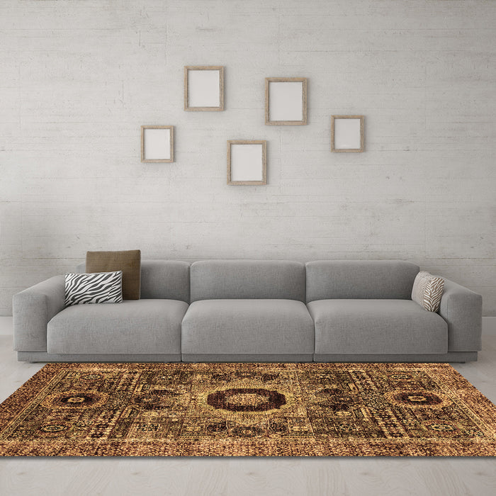 Machine Washable Abstract Brown Modern Rug in a Living Room,, wshabs2364brn