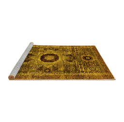 Sideview of Machine Washable Abstract Yellow Modern Rug, wshabs2364yw