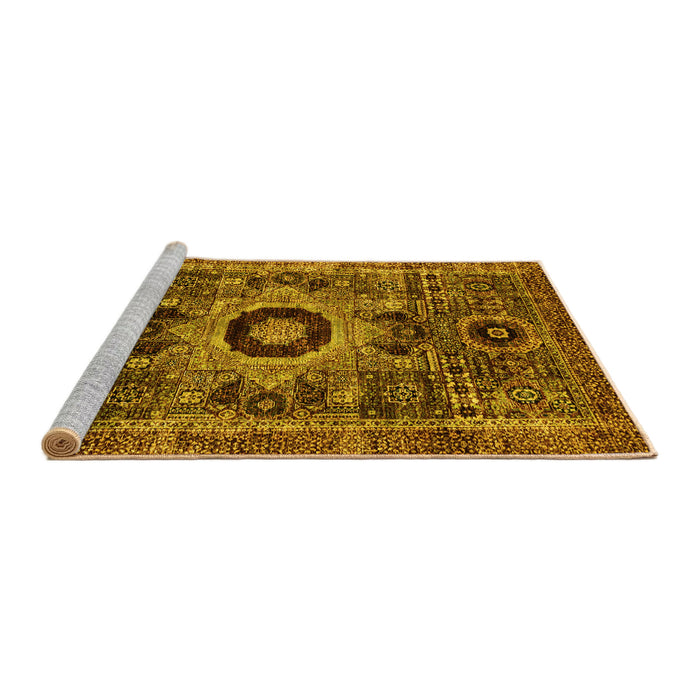 Sideview of Machine Washable Abstract Yellow Modern Rug, wshabs2364yw