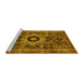 Sideview of Machine Washable Abstract Yellow Modern Rug, wshabs2364yw