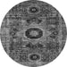 Round Machine Washable Abstract Gray Modern Rug, wshabs2364gry