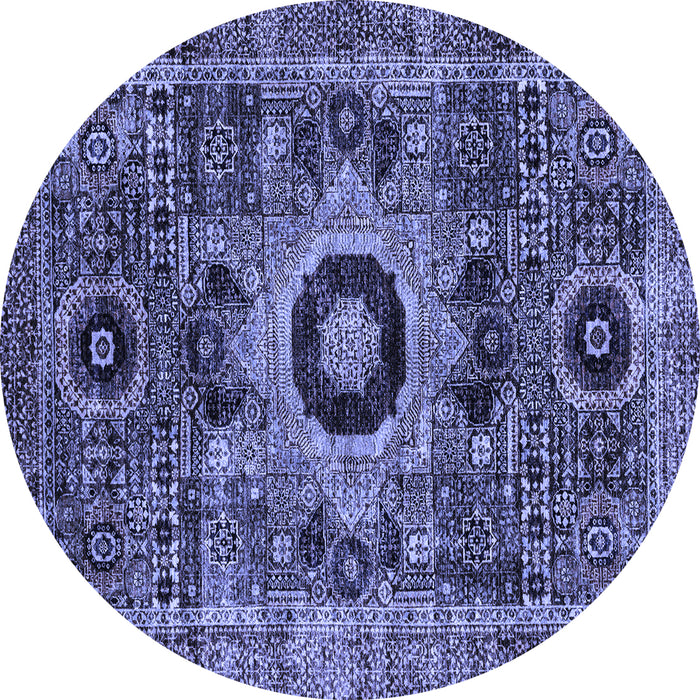 Round Abstract Blue Modern Rug, abs2364blu
