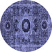 Round Abstract Blue Modern Rug, abs2364blu