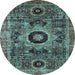 Round Abstract Light Blue Modern Rug, abs2364lblu