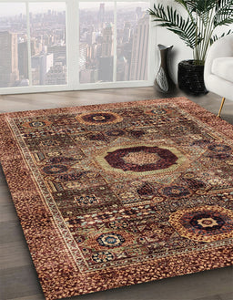 Machine Washable Abstract Vermilion Red Rug in a Family Room, wshabs2364