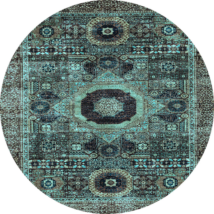 Round Machine Washable Abstract Light Blue Modern Rug, wshabs2364lblu