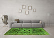 Machine Washable Abstract Green Modern Area Rugs in a Living Room,, wshabs2364grn