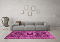 Machine Washable Abstract Pink Modern Rug, wshabs2364pnk