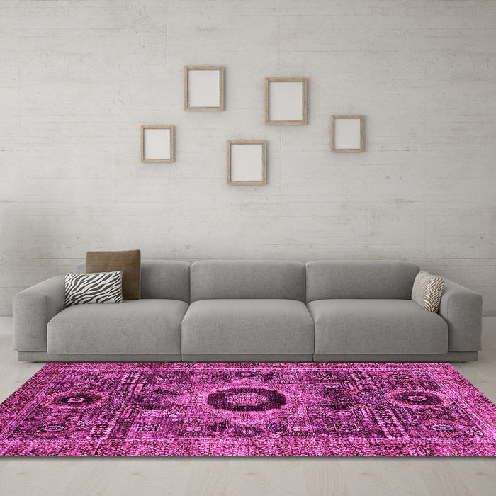 Machine Washable Abstract Pink Modern Rug in a Living Room, wshabs2364pnk
