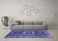 Machine Washable Abstract Blue Modern Rug, wshabs2364blu