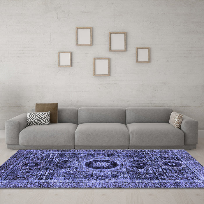 Machine Washable Abstract Blue Modern Rug in a Living Room, wshabs2364blu