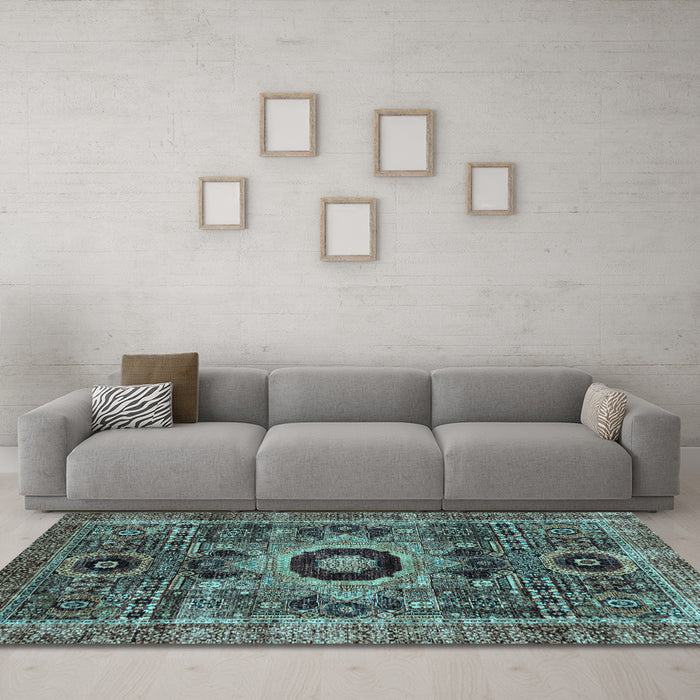 Machine Washable Abstract Light Blue Modern Rug in a Living Room, wshabs2364lblu