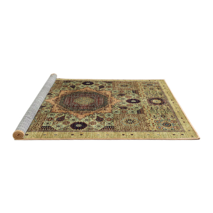 Sideview of Machine Washable Abstract Saddle Brown Rug, wshabs2365