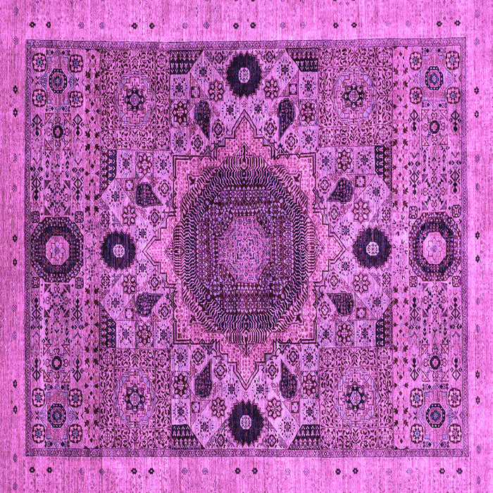 Square Machine Washable Abstract Purple Modern Area Rugs, wshabs2365pur