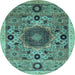 Round Abstract Light Blue Modern Rug, abs2365lblu