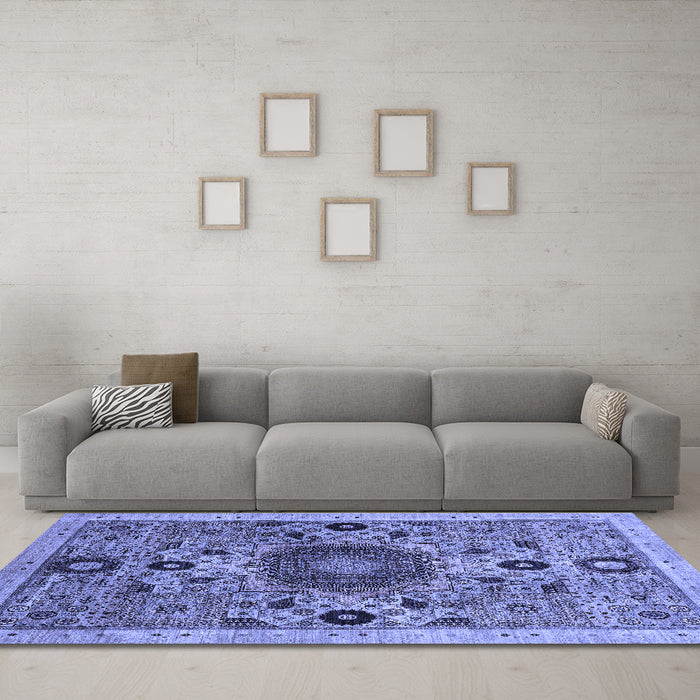 Machine Washable Abstract Blue Modern Rug in a Living Room, wshabs2365blu