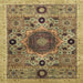 Square Abstract Saddle Brown Modern Rug, abs2365