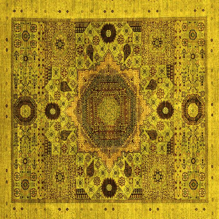 Square Machine Washable Abstract Yellow Modern Rug, wshabs2365yw