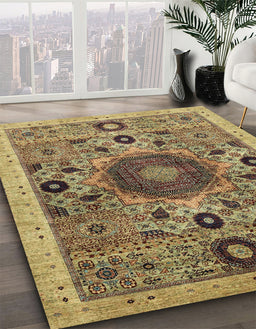 Abstract Saddle Brown Modern Rug in Family Room, abs2365