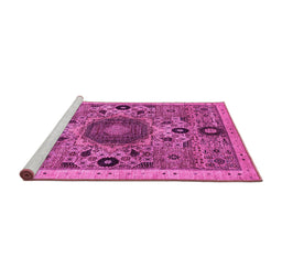 Sideview of Machine Washable Abstract Pink Modern Rug, wshabs2365pnk