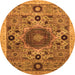 Round Abstract Orange Modern Rug, abs2365org