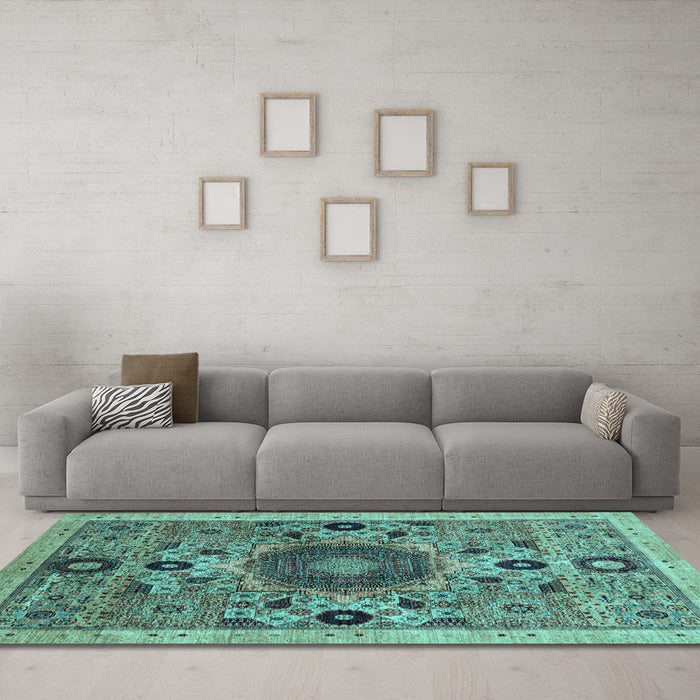 Machine Washable Abstract Light Blue Modern Rug in a Living Room, wshabs2365lblu