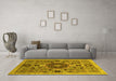 Machine Washable Abstract Yellow Modern Rug in a Living Room, wshabs2365yw