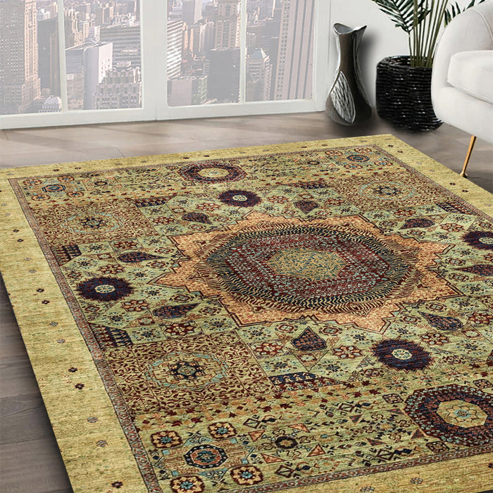 Abstract Saddle Brown Modern Rug in Family Room, abs2365