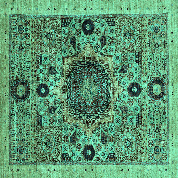 Square Abstract Turquoise Modern Rug, abs2365turq