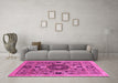 Machine Washable Abstract Pink Modern Rug in a Living Room, wshabs2365pnk