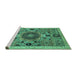 Sideview of Machine Washable Abstract Turquoise Modern Area Rugs, wshabs2365turq